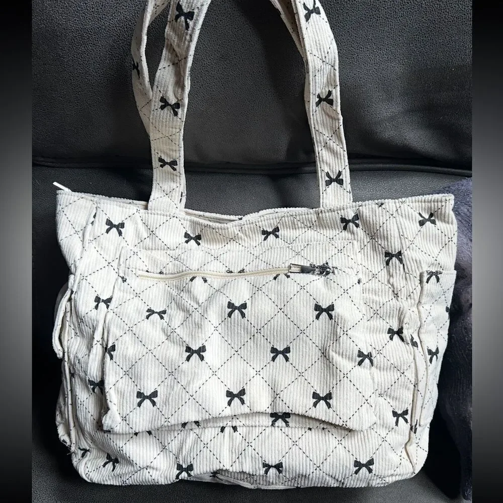 Elegant Black and Cream Tote Bag